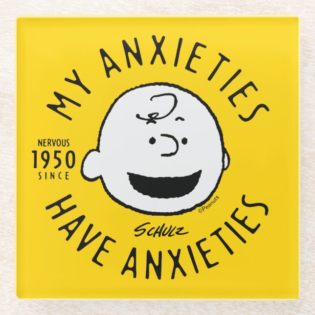 Posavasos De Vidrio Cacahuetes | Charlie Brown Nervous desde 1950 (Anverso)
