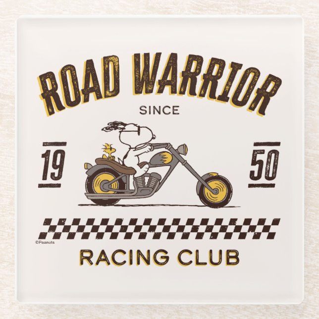 Posavasos De Vidrio Cacahuetes | Guerreros de Snoopy & Woodstock Road (Anverso)