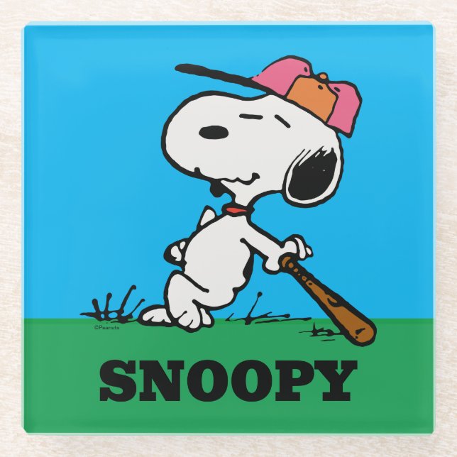 Posavasos De Vidrio Cacahuetes | Snoopy en Bat (Anverso)
