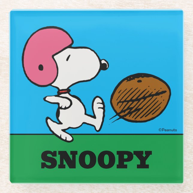 Posavasos De Vidrio Cacahuetes | Snoopy Football Kicker (Anverso)