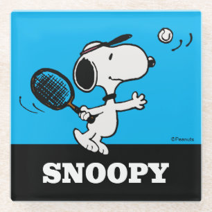 Posavasos De Vidrio Cacahuetes   Snoopy Juega Al Tenis
