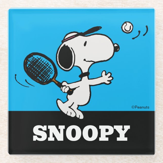 Posavasos De Vidrio Cacahuetes | Snoopy Juega Al Tenis (Anverso)
