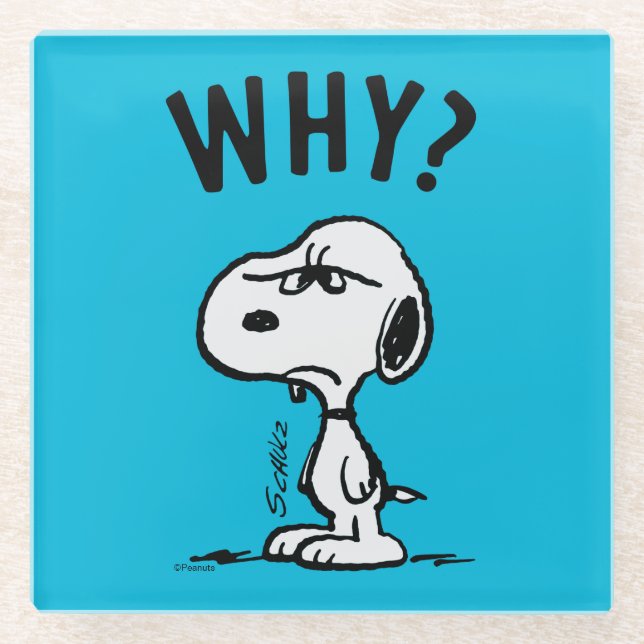 Posavasos De Vidrio Cacahuetes | Snoopy Se Pregunta Por Qué? (Anverso)