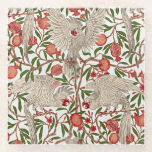 Posavasos De Vidrio Cacatúa Blanca de Walter Crane Granada Roja Arte