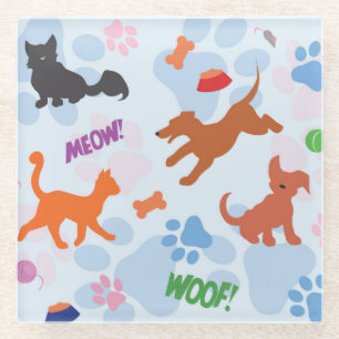 Posavasos De Vidrio Cachorros y gatitos
