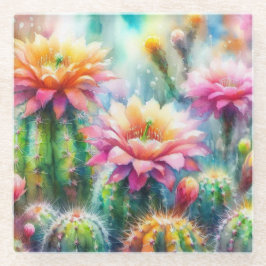 Posavasos De Vidrio Cacti Suculento de Flores de Agua