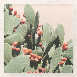 Posavasos De Vidrio Cactus de la pera de Prickley
