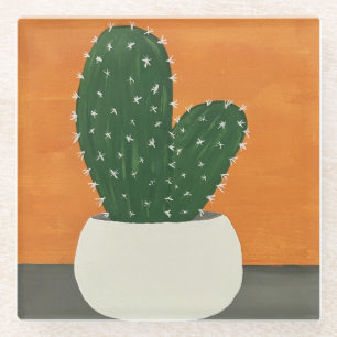 Posavasos De Vidrio Cactus postizas de acrílico gris y naranja