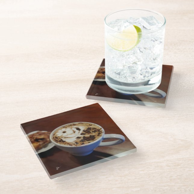Posavasos De Vidrio Café Art Cafe Latte Café Rústico (Angular)