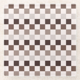 Posavasos De Vidrio Cafe Au Lait checkerboard pattern