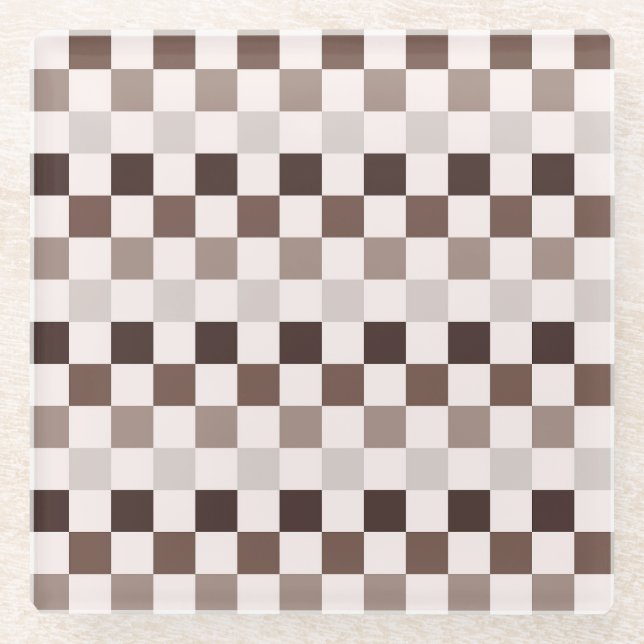 Posavasos De Vidrio Cafe Au Lait checkerboard pattern (Anverso)