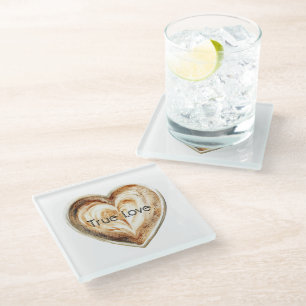 Posavasos De Vidrio Café con Crema Corazón 