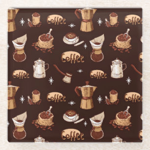 Posavasos De Vidrio Café de mano, frijoles y copa