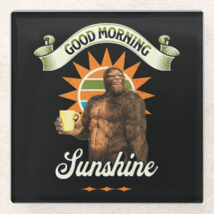 Posavasos De Vidrio Café divertido de Bigfoot Humor matutino