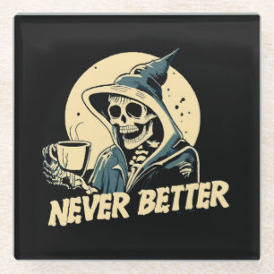 Posavasos De Vidrio Café Esqueleto Halloween