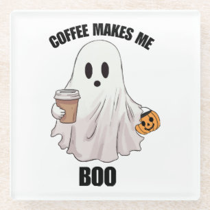 Posavasos De Vidrio Café Fantasma Halloween Divertido 