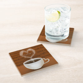 Posavasos De Vidrio Café? Humo con forma de corazón