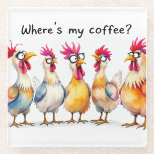 Posavasos De Vidrio Café/pollo divertidos