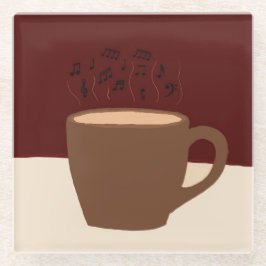 Posavasos De Vidrio Café y música - Copa de café con vapor musical