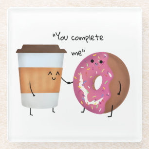 Posavasos De Vidrio Café y pareja completa de donut