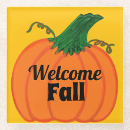 Posavasos De Vidrio Caída de bienvenida de calabaza naranja