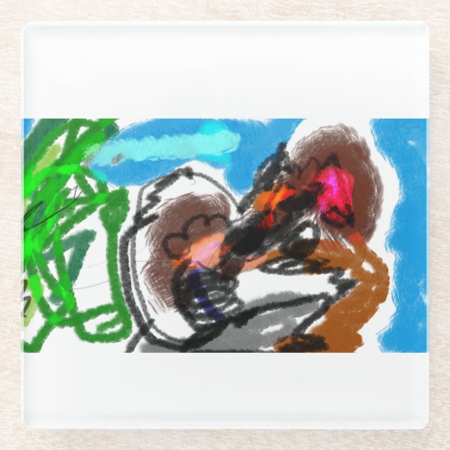 Posavasos De Vidrio Caja de Keepsake con joyas de madera (Anverso)