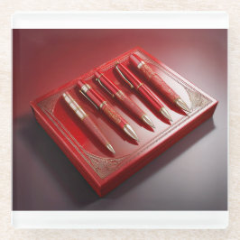 Posavasos De Vidrio Caja De Regalo Y Cinco Pestañas De Punto De Balanz