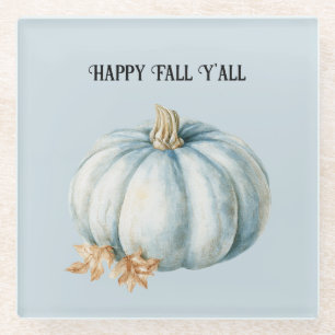 Posavasos De Vidrio Calabaza Azul Feliz Otoño a Todos
