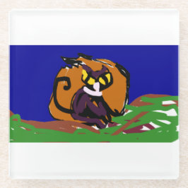 Posavasos De Vidrio Calabaza de gato negro otoño