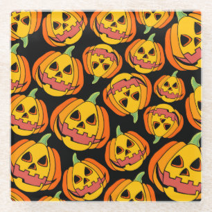 Posavasos De Vidrio Calabaza de Halloween: Símbolo vintage de otoño