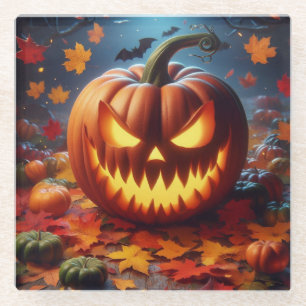 Posavasos De Vidrio calabaza/Halloween/espeluznante de murciélagos