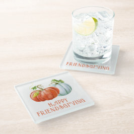 Posavasos De Vidrio Calabazas Feliz naranja de amistad quemada