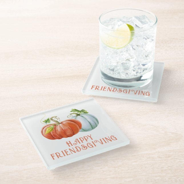 Posavasos De Vidrio Calabazas Feliz naranja de amistad quemada (Angular)