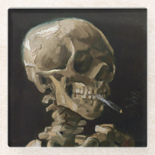 Posavasos De Vidrio Calavera con arte Vicente van Gogh