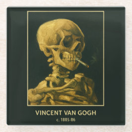 Posavasos De Vidrio Calavera Vintage Fumando – Única Inspirada en Van