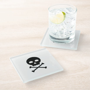 Posavasos De Vidrio Calavera y huesos