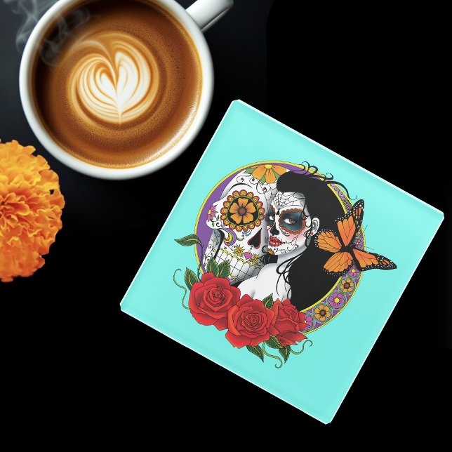 Posavasos De Vidrio Calaveras de azúcar Art Nouveau (Subido por el creador)