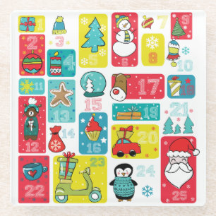 Posavasos De Vidrio Calendario Adicional de Navidades Adorables