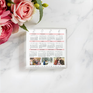 Posavasos De Vidrio Calendario de fotos múltiple Minimalista 2026 Recu