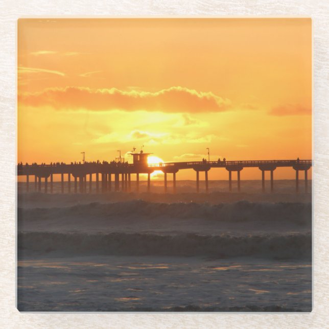 Posavasos De Vidrio California Peer at the Sunset (Anverso)