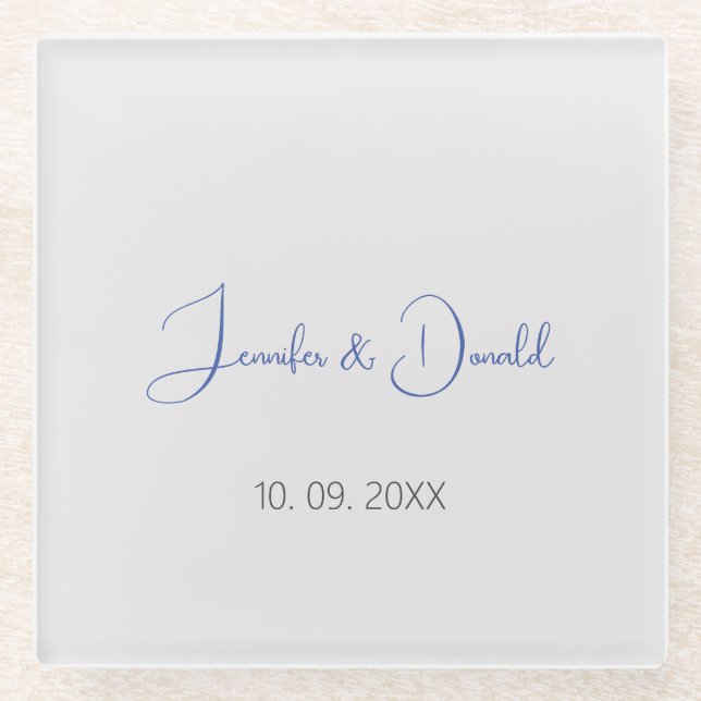 Posavasos De Vidrio Caligrafía clásica de moda guión sencillo personal (Anverso)