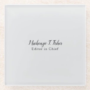 Posavasos De Vidrio Caligrafía clásica Elegante Plata simple Gris