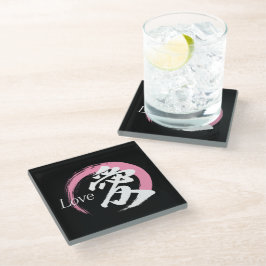 Posavasos De Vidrio Caligrafía Japonesa Kanji Ai/Amor