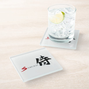 Posavasos De Vidrio Caligrafía Japonesa Kanji Samurái