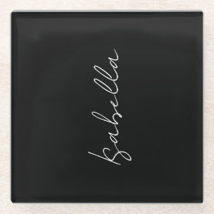 Posavasos De Vidrio Caligrafía Llanto blanco negro Nombre moderno crea