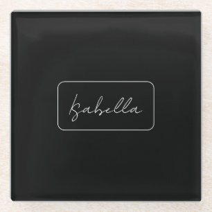 Posavasos De Vidrio Caligrafía Llanto blanco negro Nombre moderno crea