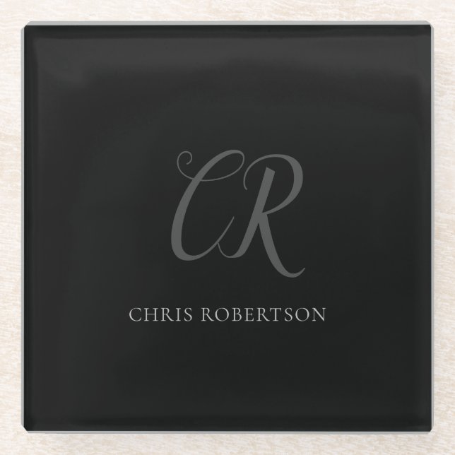 Posavasos De Vidrio Caligrafía Monograma Nombre Regalo Personalizado G (Anverso)