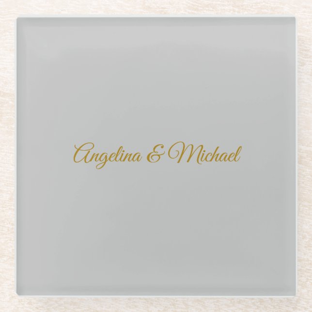 Posavasos De Vidrio Caligrafía Profesional Elegante Color Dorado (Anverso)