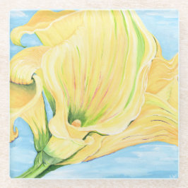 Posavasos De Vidrio Calla Lily Amarilla