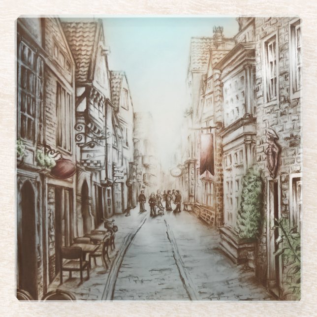 Posavasos De Vidrio Calles de París, Francia - Arte de cosecha pastora (Anverso)